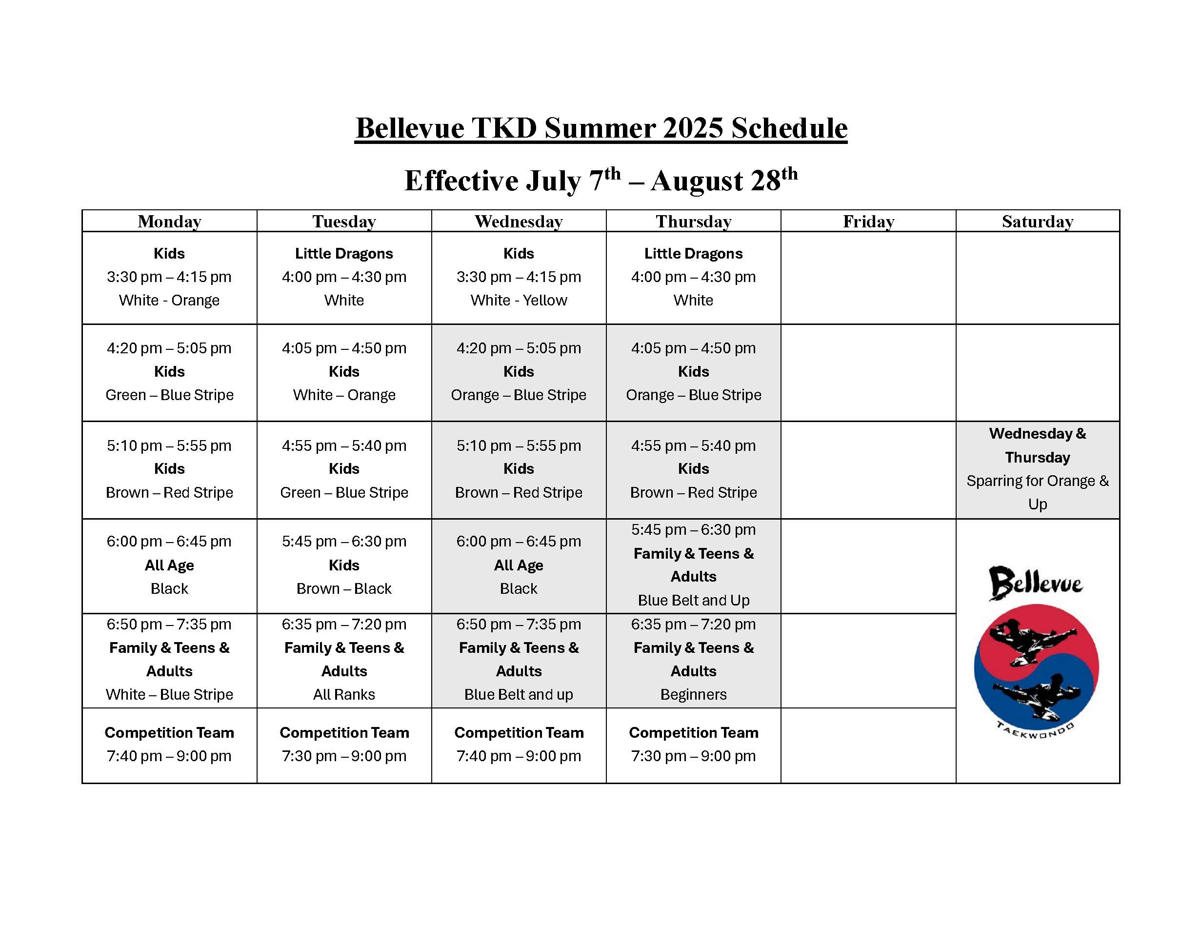 2025 Summer Schedule_July 7-Aug 28th